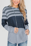 Color Block Drawstring Hooded