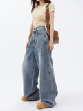 Fongt Wide-Leg Jeans Female Autumn 2024 New High Waist Loose Show Thin Feeling Straight Floor Pants-Outfit