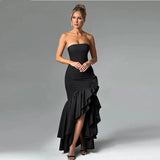 Fongt Women's Wear Elegant Strapless Slit Fashion Slim Backpack Hip Dress