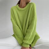 2021 Autumn Winter Oversized Long Sleeve Knitted O Neck Women Pullovers Sweater Fashion Casual Female Y2K