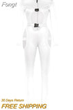 Women Sexy Hollow Out Jumpsuit Romper Spring Fall Sexy Solid Color Turtleneck Long Sleeve Overalls with Release Buckle