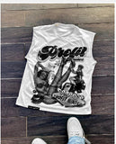 Fongt New Leisure Around The Sleeveless Vest With A Short-Sleeved Top Couple Summer Loose Printing Hot Sales