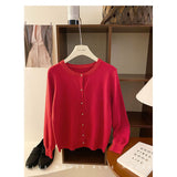 Fongt Style Gentle Retro Small Gold Button Net Version Long-Sleeved Knitted Shirt Women Autumn Collar Soft Glutinous Sweater