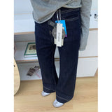 Fongt Kong Style Lazy Style Design With Velvet Trumpet Jeans Women 2025 Autumn And Winter Small High Waist Thick Thick Pants