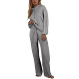 Knitted Sweat Suits Women Matching Sets Long Sleeve Hoodie+wide-legged Pants Loungewear Sweater Set Two Piece