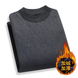 2023 Autumn Winter Middle-aged Men Sweater Thicken Warm Knitted Male Basic Sweater Plaid Pullover Shirt Jumper Sweater
