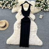 Fongt Women's Dress 2025 Summer Pure Desire Three-Dimensional Flowers Slimming Temperament Sling Knitted Hip Dress