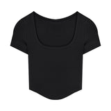 Fongt T-Shirt Women's 2024 New Irregular High Waist Sexy Hot Girl Short Tight Show Thin Short Sleeve