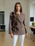 French Retro Style Double Buckle Small Suit 2025 New Handmade Three-Dimensional Flowers High-Grade Hair Blazer Suit