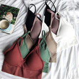 Bralette Sexy Backless Bra Girls Padded Crop Top Black White Unlined Underwear Wireless Bras For Women Female