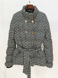STREET Newest 2023 Winter Designer Down Jacket Women's Monogram Printed Belted Puffer Down Coat
