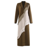 Fongt Early Autumn Heavy Industry Tuxedo Splicing Suit Personality Cut Long Coat Female 1820