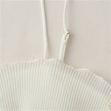 Fongt Summer New Elegant Splicing Lotus Leaf Side Dress Romantic Wind Sling Dress