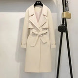 Spring Windbreaker Autumn Trench Coat Women Adjustable Waist Slim Solid Black Coat White Long Trench Coats Female