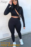solid women two piece set crop top long sleeve leggings bodycon sexy streetwear fitness outfit tracksuit 2023 co