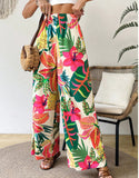 Fongt Hot New Print Leisure Printing Wide Legs Fashion Beach Women's Pants