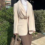 Fongt The Autumn Of 2025, The New Fashion Shawl-Style Slaying Splicing Body Slimming Blazer Woman's Trend