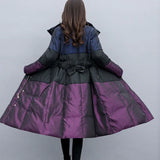 Coat Women Thicken Fashion Casual Stitching Down Cotton Jacket Simple Temperament Slim Warm Parka Collar Female