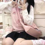 Fashion Oversize Harajuku Knitted Sweater Anime Tank Tops Women Pastel Goth Vest Y2k Kawaii Aesthetic Emo Alt