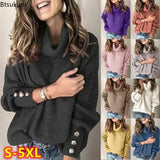 Winter Casual Knitted Turtleneck Sweater Women Warm Pullovers Solid Jumper Plus Size 4XL 5XL Long Sleeve Women's