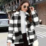 Fongt Women's Plush Coat With Long-Sleeved Winter Fashion Casual Coat Size