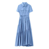 Fongt New Belt Shirt-Style Splicing Dress 2240371