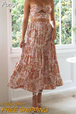 Off The Shoulder Long Dress Two Pieces Sets Women Summer Sexy Sundress Beach Bohemian Floral Holidy Maxi Dresses