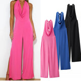 Fongt Summer New Women's Bow Ornament Hanging Neck Temperament Rest Height Waist Jump Pants Woman