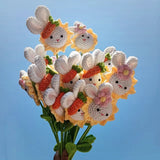 Fongt Woven Rabbit Head Sunflower Sunflower Wool Knitting Flowers Send Bestie Imitation Bouquet Finished Products-Outfit