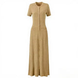 Fongt Retro Style Short-Sleeved Collar Knitted Hollow Pattern Dress Dress Dress Dress Dress Dress Dress