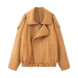 Fongt New Fashion Temperament Womenswear Designer Loose Leather Jacket