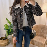 2022 New Autumn Women Single-Breasted Tweed Jacket High Quality Female Elegant Korean Chic Short
