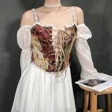 Fongt And Winter New Women's Style French Retro Oil Style Sling Vest Fish Bone Shaping Body With Corset