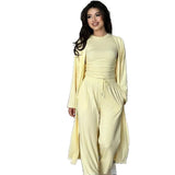 Fongt 2025 New Women's Round-Neck Long-Sleeved Broad-Legged Trouser Commuting Suit