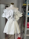 Princess Wind High-Level Ocean Party Hand Three-Dimensional Large Flowers Shoulder-To-Shoulder Chest Waist Dress Cotton