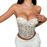 Fongt Three-Dimensional Gold Wire Double Embroidery Net Cloth Steel Ring Rubber Bone Sexy Hottie Corset R170