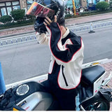 Contrast Motorcycle Jacket-Outfit