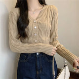 Version Of The Small Man V-Necked Jab Sweater Spring New Autumn Short Knitted Cardigan Slimming