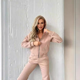 Fongt Autumn And Winter Plus Velvet Long-Sleeved Hooded Long-Sleeved Lady's Trousers Set
