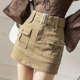Fongt Denim Short Skirt Women Spring And Summer Retro Temperament A-Word Skirt High Waist Slim Slim Skinny Ass Skirt Skirt
