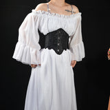 Fongt Short Model 4 Buckle Antler Embossed Flower With Beautiful-Looking Belt Ceiling Petals Under The Waistband