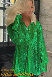 Blouses Women Shirt Long Sleeve Top Women Green White Shirt Solid Oversized Shirt Party Club Sexy Outfits Y2K