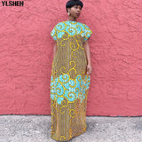 2023 Summer African Dresses For Women Elegant Dinner Gown Stripe Print Backless Robe Dashiki Long Maxi Dress Ladies Clothing 703-1-Outfit