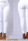 Slim Pencil High Waist Pants Spring Autumn Solid Color Office Ladies Tight Trousers Work Wear