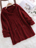 Fongt Autumn And Winter Explosion Of Solid Color Long-Sleeved Hat Hair Double-Sided Plush Pyjamas