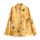 Spring Satin Printed Shirt 8241035 Casual Pants 8241035-Outfit