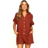 Fongt Women's Clothing 2025 Spring And Summer New Ebay Hot-Selling Collar Shirt Button-Button Jumpsuit