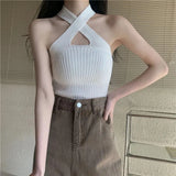 Fongt Sling Small Vest Women's Summer Pink Short Hanging Neck Sexy Outside Wearing Small