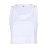 A New Casual, Loose, Navel-Exposed Solid-Color I-Vest For Women In Summer.-Outfit