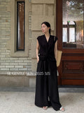 Fongt Xixi 2025 Summer Temperament With High-Waisted Linen Leisure Broad Legs Casual Pants Women 85192